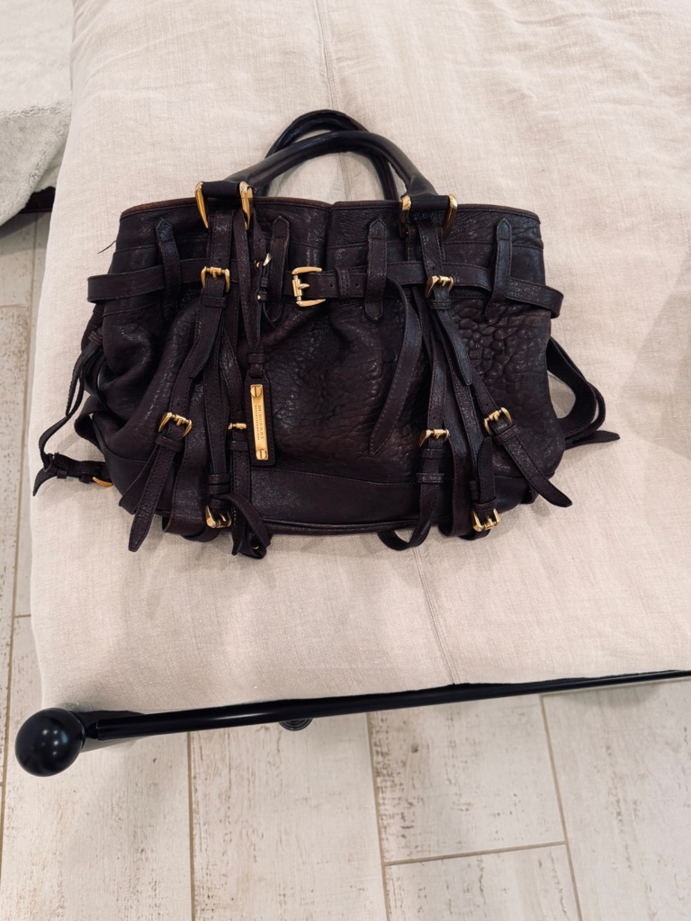 Burberry Dark Brown Leather Shoulder Bag with Gold Hardware - Picture 16 of 16